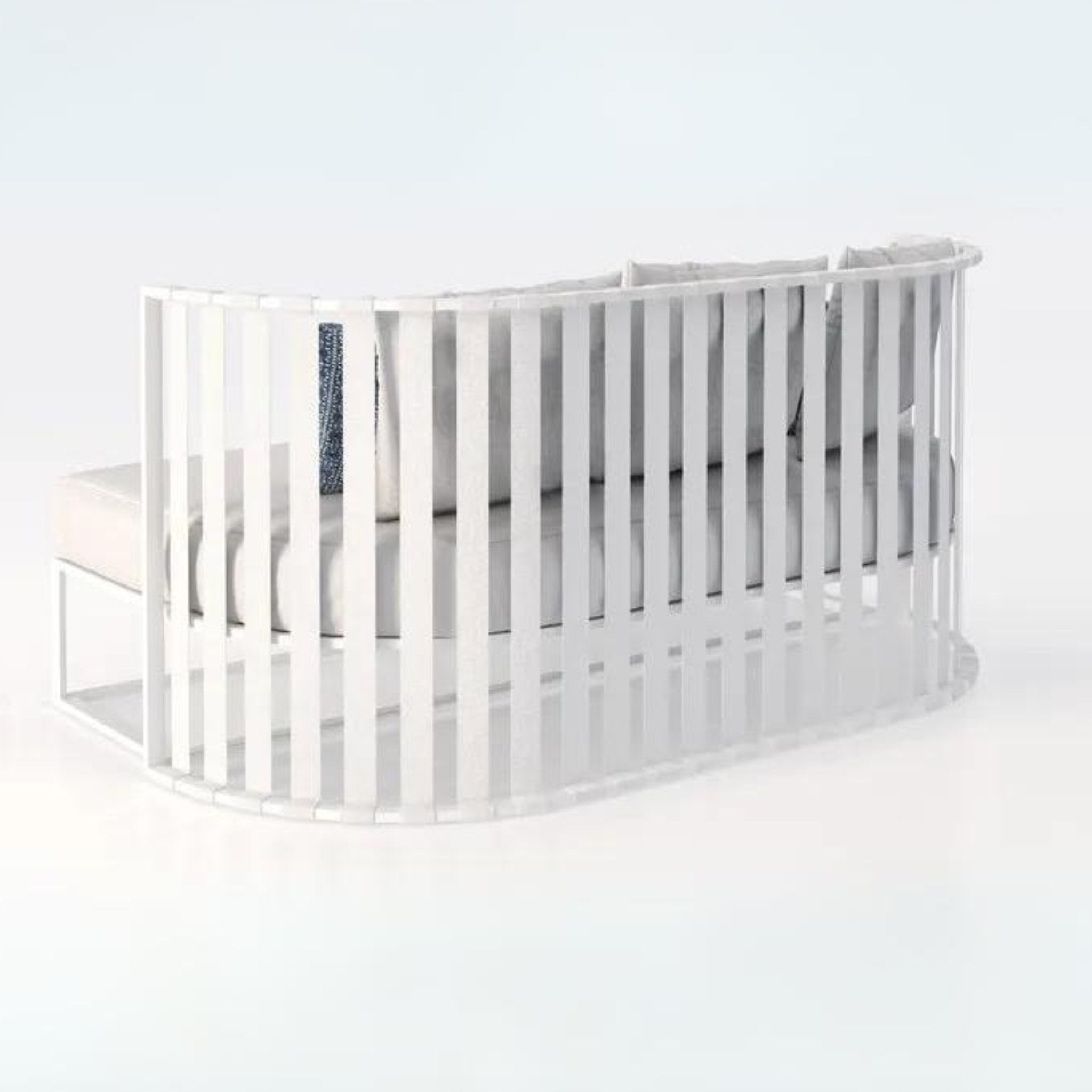 Contemporary Aluminium & Flat Rope Curved Outdoor Loveseat | Metropolitan Braid Italy Love Seat | 104.004
