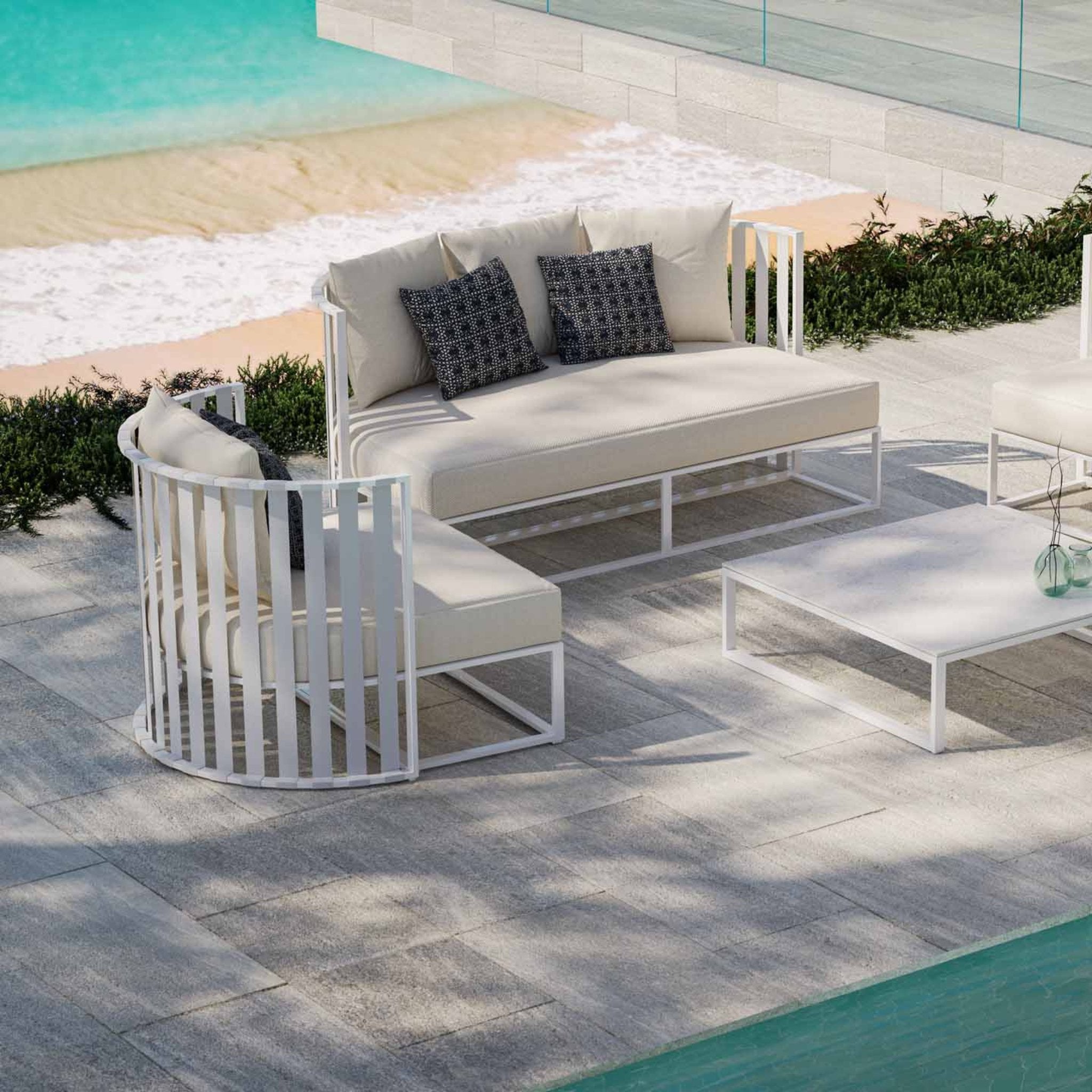 Curved Garden Armchair With Flat Rope Backrest | Braid Metropolitan Armchair | 104.003