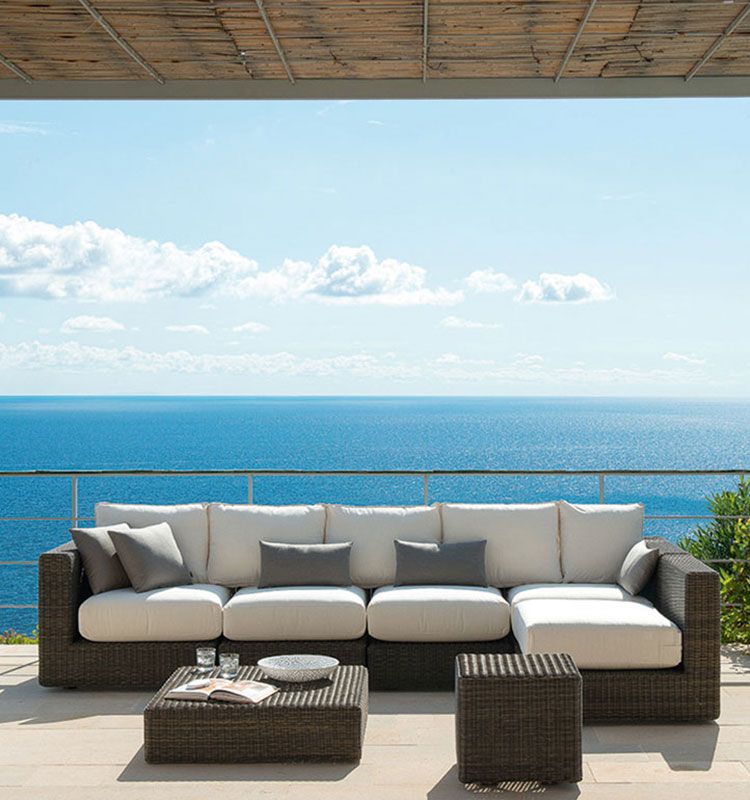 Ethimo Cube Modern Woven Modular Sofa Set | Luxury Outdoor Woven Sofa | High-End Garden Seating | Designed and Made in Italy