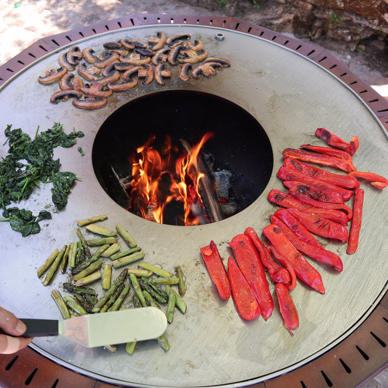 Large Corten Steel Outdoor Round Grill | Doze Plate Grill Carawela