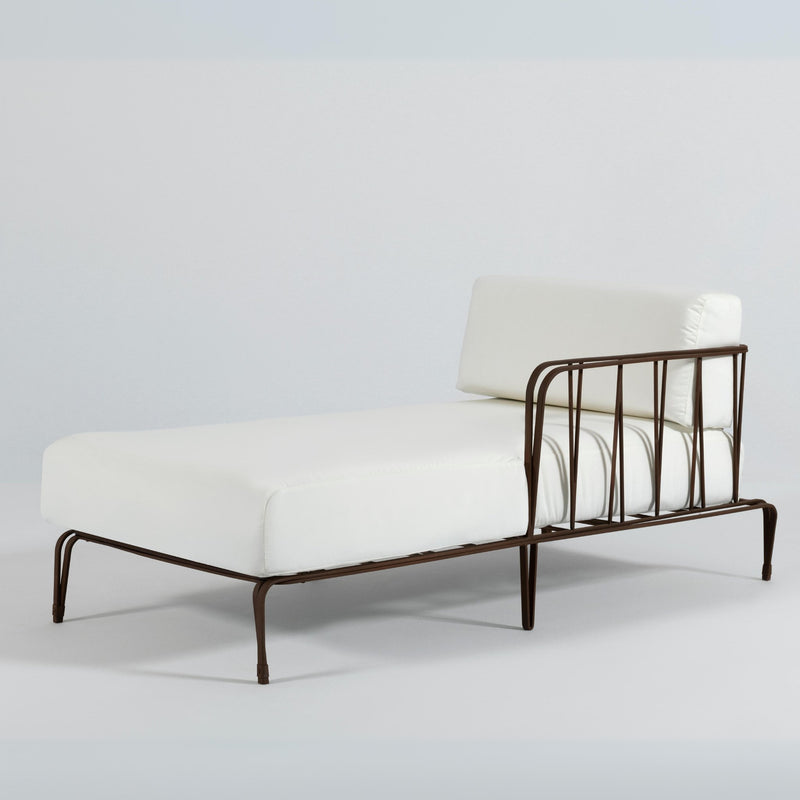 Luxury Bronze Forged Iron Garden Sunlounger | Officina Ciani Marina Art. GF4029BE