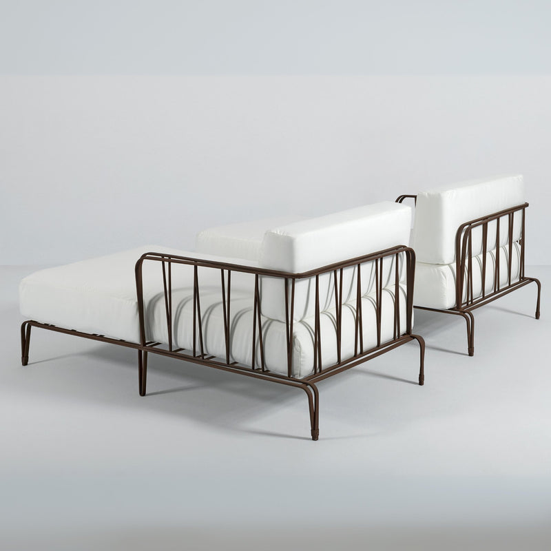 Luxury Bronze Forged Iron Garden Sunlounger | Officina Ciani Marina Art. GF4029BE