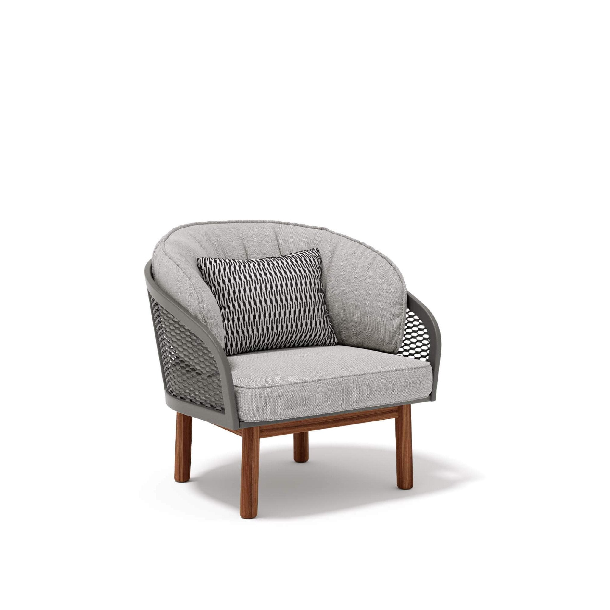 Luxury Metal Patio Armchair With Teak Legs | Cyrano Armchair Atmosphera