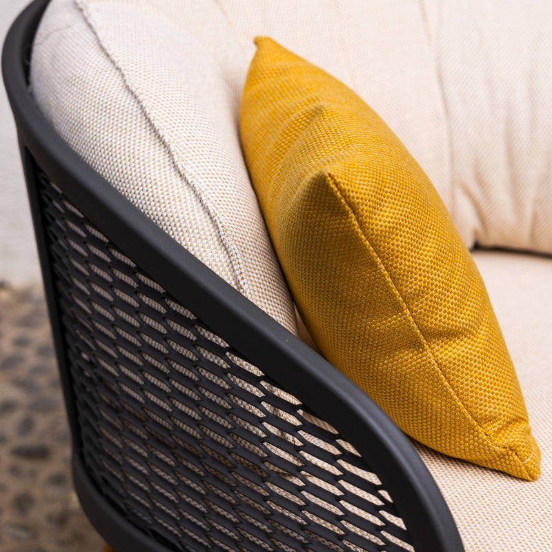 Luxury Metal Patio Armchair With Teak Legs | Cyrano Armchair Atmosphera