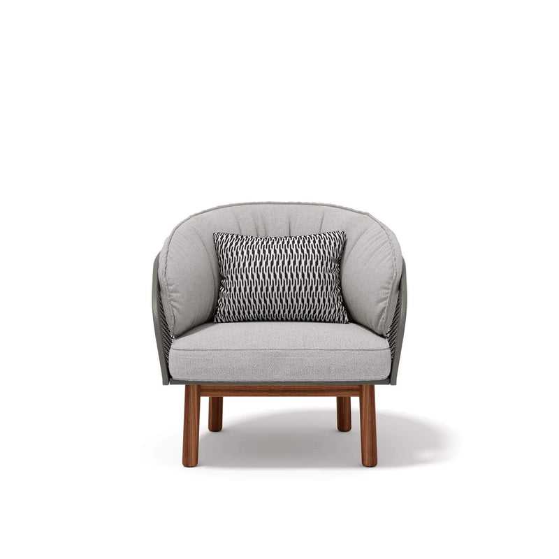 Luxury Metal Patio Armchair With Teak Legs | Cyrano Armchair Atmosphera