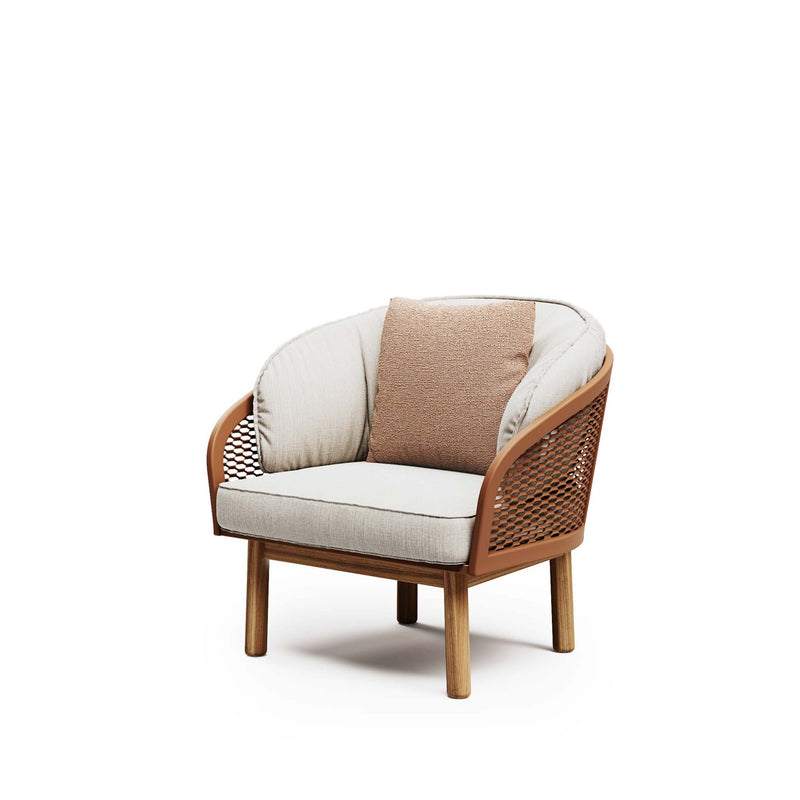 Luxury Metal Patio Armchair With Teak Legs | Cyrano Armchair Atmosphera