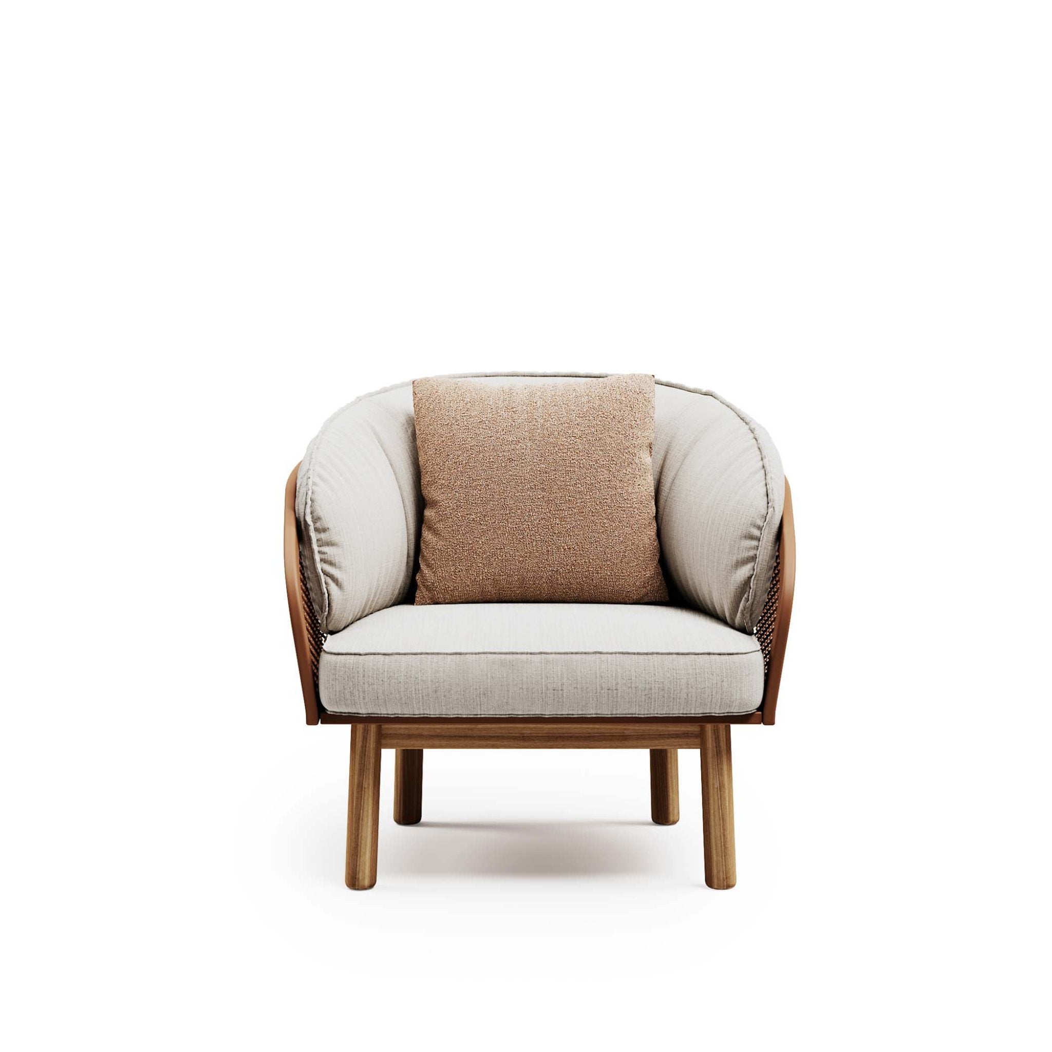 Luxury Metal Patio Armchair With Teak Legs | Cyrano Armchair Atmosphera