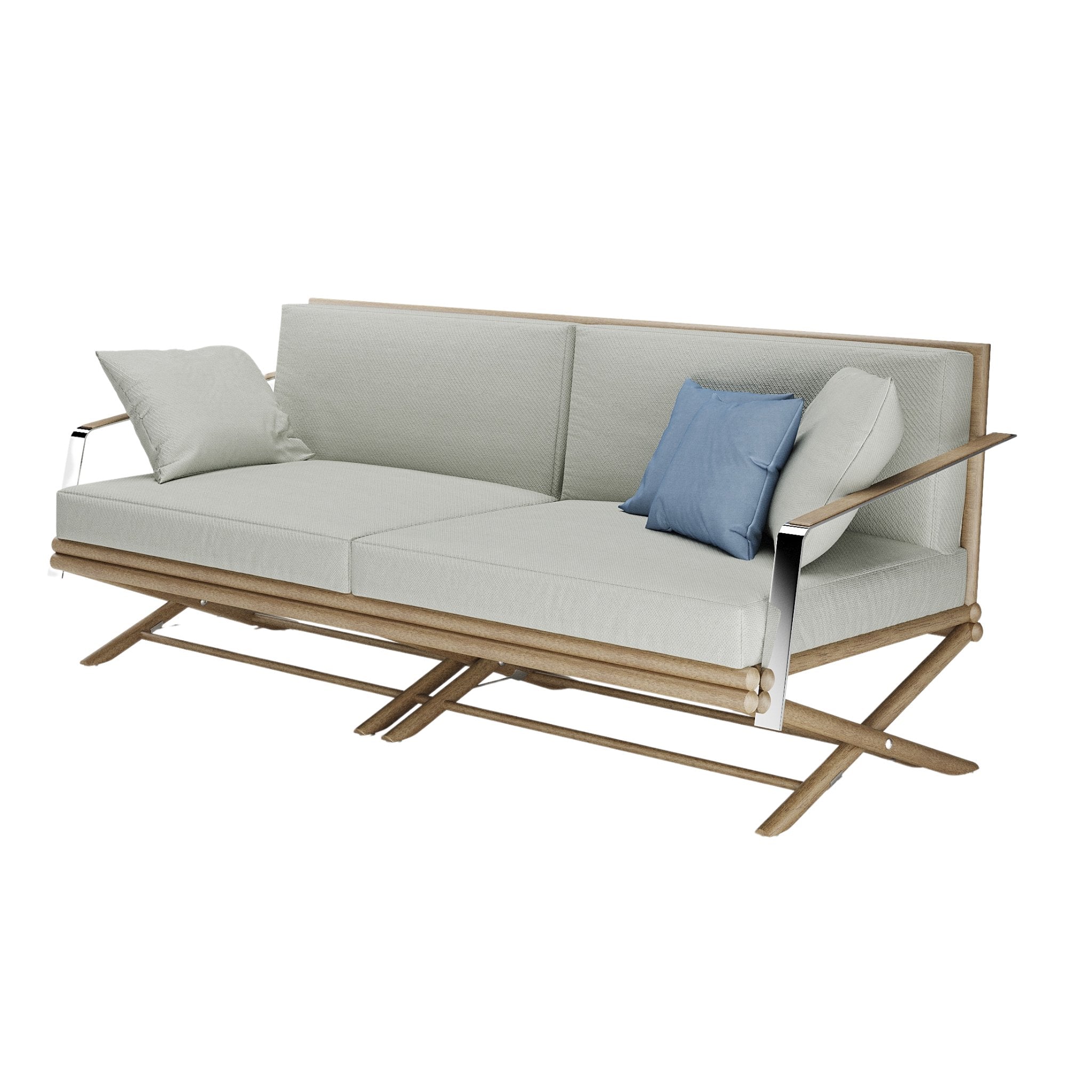 Luxury Teak 3 Seater Yacht Sofa With Cushions | Maxim Sofa Braid Italy | 100.005