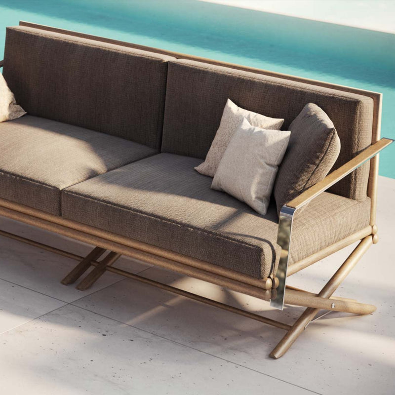 Luxury Teak 3 Seater Yacht Sofa With Cushions | Maxim Sofa Braid Italy | 100.005