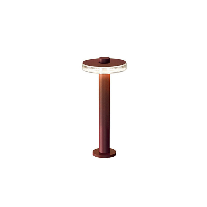 Modern Brass & Teak Small Outdoor Bollard | IP65 | Panzeri Venexia Bollard Small | Corten