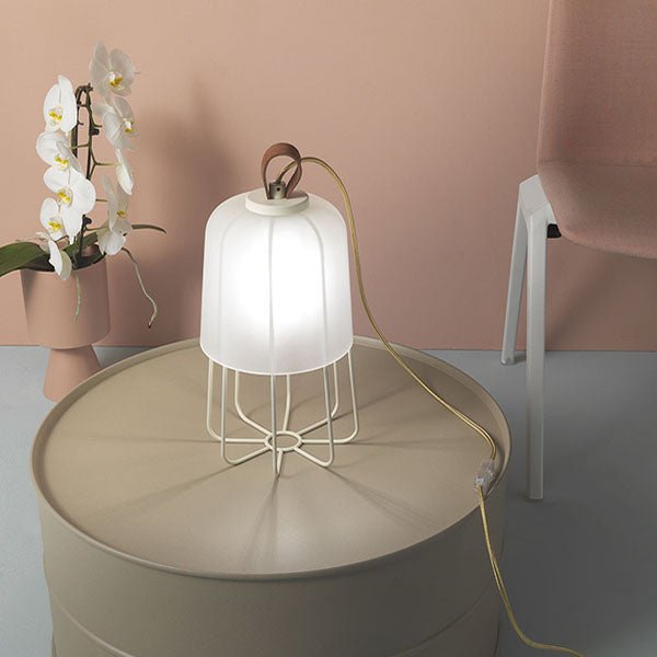Modern Caged Wireless Battery Floor Lamp IP65 | Zava Luce Medusa Table Lamp 