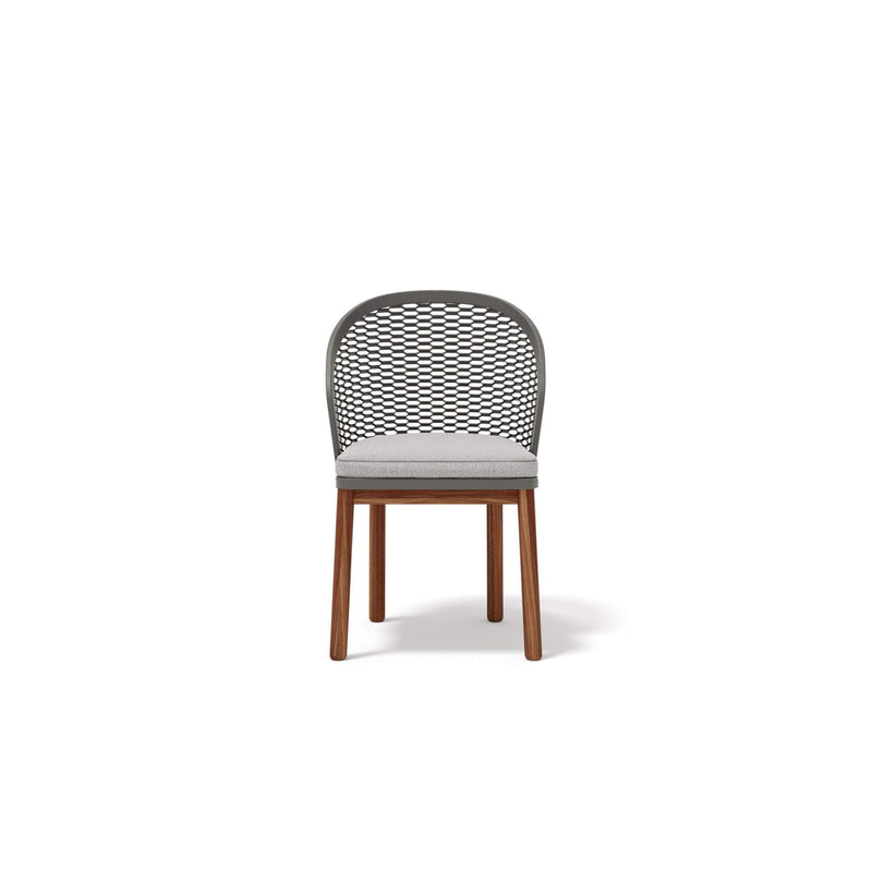 Modern Metal Garden Dining Chair With Teak Legs | Cyrano Dining Chair Atmosphera | Grey