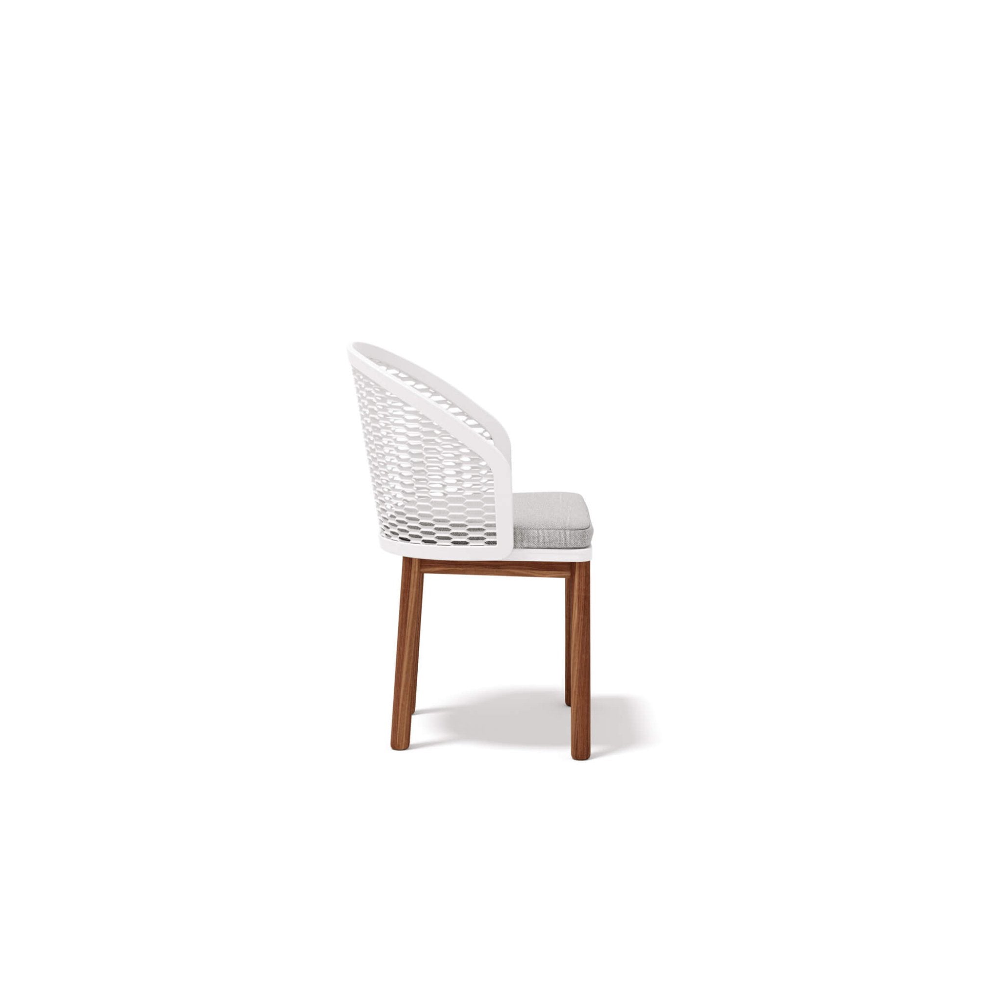 Modern Metal Garden Dining Chair With Teak Legs | Cyrano Dining Chair Atmosphera | White