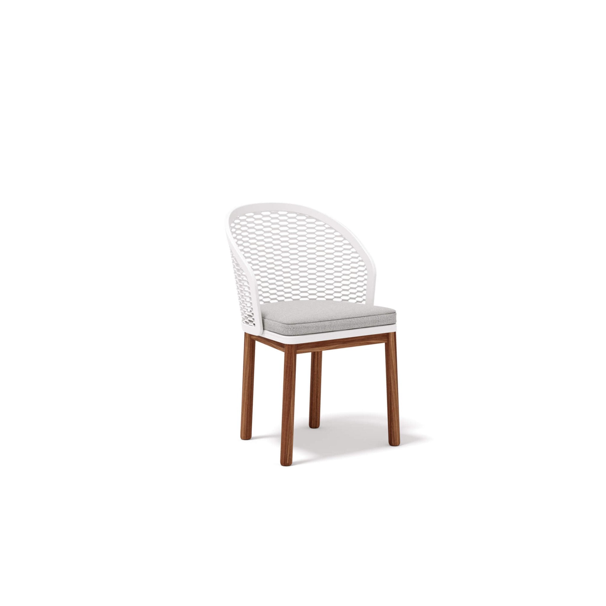 Modern Metal Garden Dining Chair With Teak Legs | Cyrano Dining Chair Atmosphera | White 1