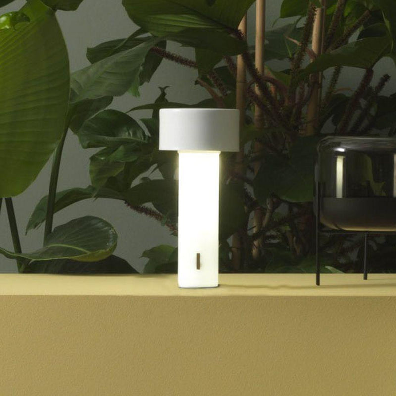 Modern White Rechargeable Table Lamp IP65 | Zava Luce Tonda Lamp