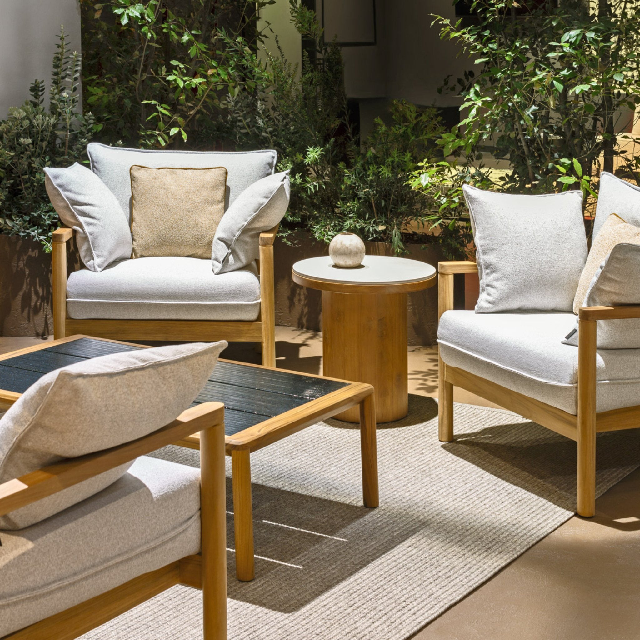 Oiled Teak & Lava Stone Coffee Table 110cm | Atmosphera Panama Tavolo Basso - Coffee Table