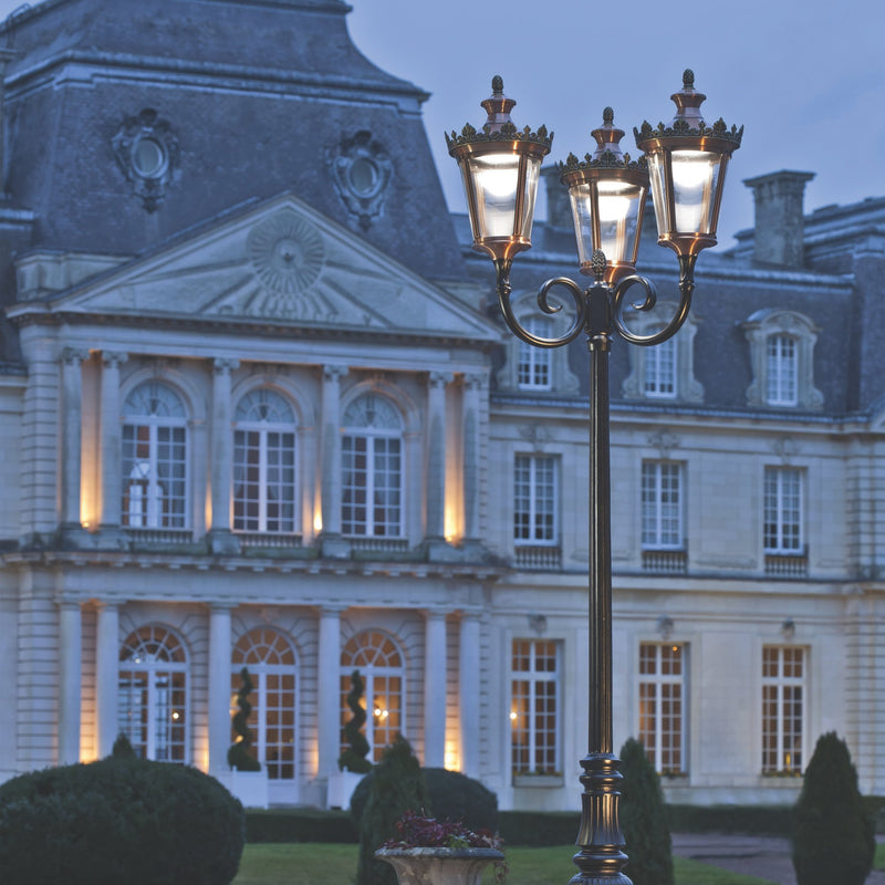 Ornate Triple Lantern Garden Lamp Post IP65 | Roger Pradier Louvre Floor M10