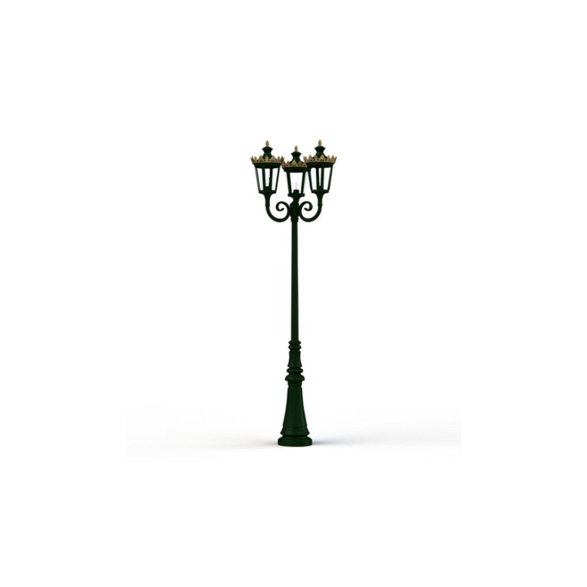 Ornate Triple Lantern Garden Lamp Post IP65 | Roger Pradier Louvre Floor M10