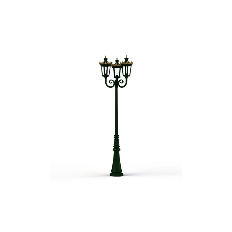 Ornate Triple Lantern Garden Lamp Post IP65 | Roger Pradier Louvre Floor M10