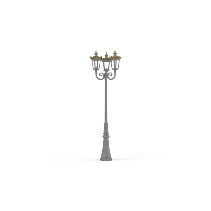 Ornate Triple Lantern Garden Lamp Post IP65 | Roger Pradier Louvre Floor M10