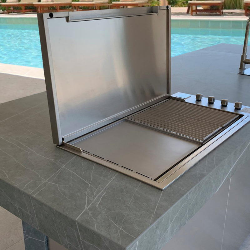 Premium Marble Outdoor Kitchen Island | Fesfoc Kauai Outdoor Kitchen Island | Luxury Outdoor Living