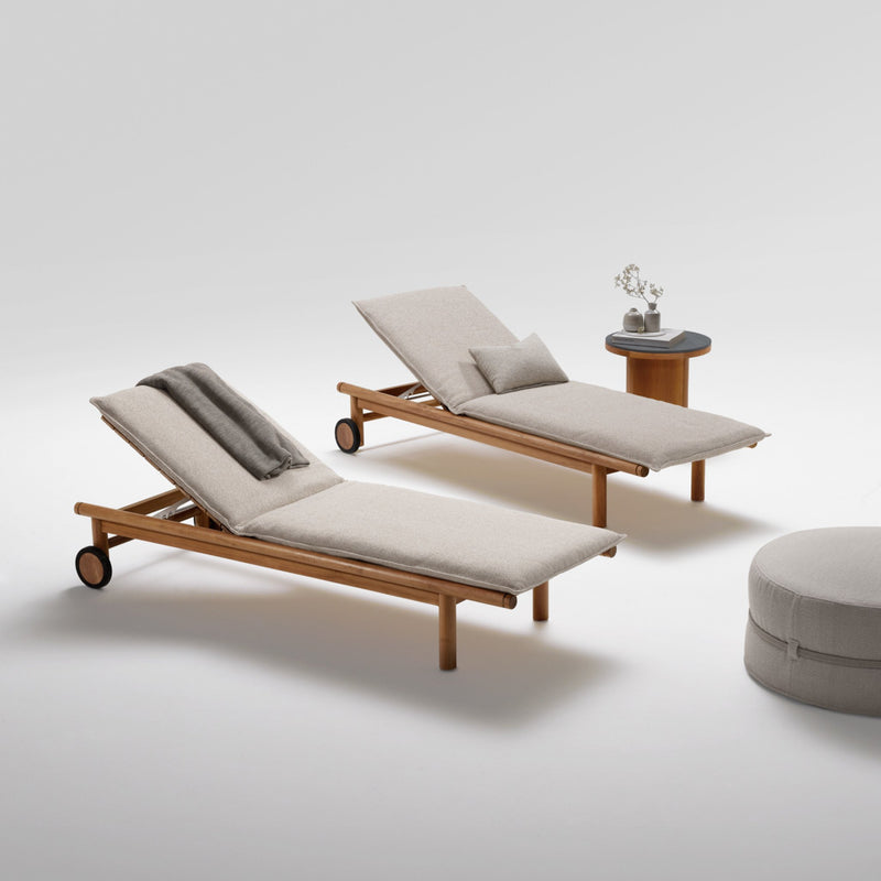 Premium Teak Single Sunbed With Wheels | Atmosphera Panama  Lettino - Chaise Longue