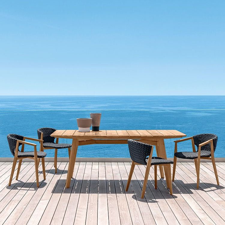 Rectangular Teak Outdoor Dining Table for 8 | High-End Outdoor Dining Set | Luxury Outdoor Teak Table | Designed and Made in Italy | Ethimo Knit