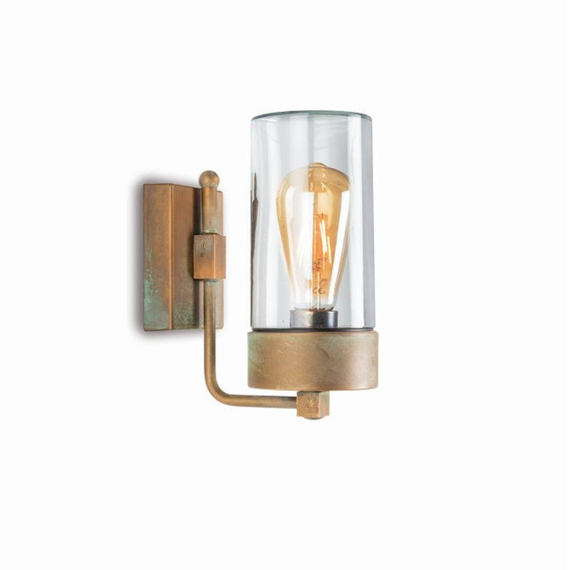 Rustic Brass & Glass Outdoor Wall Light IP44 | Moretti Luce Silindar 3390