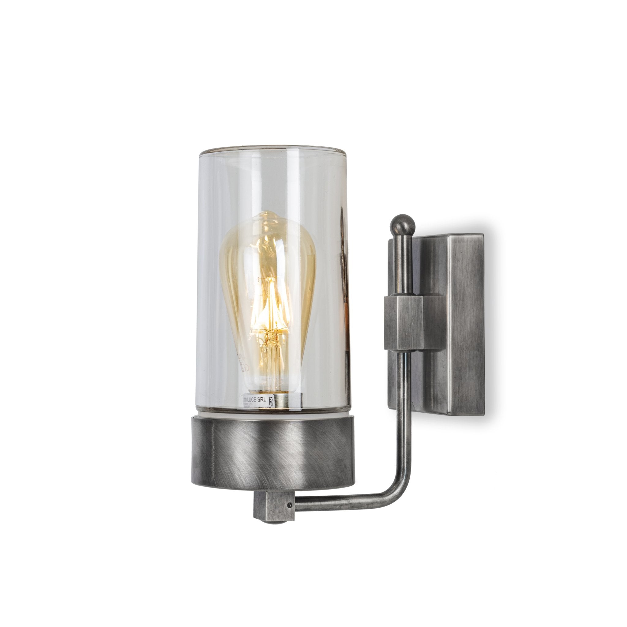 Rustic Brass & Glass Outdoor Wall Light IP44 | Moretti Luce Silindar 3390
