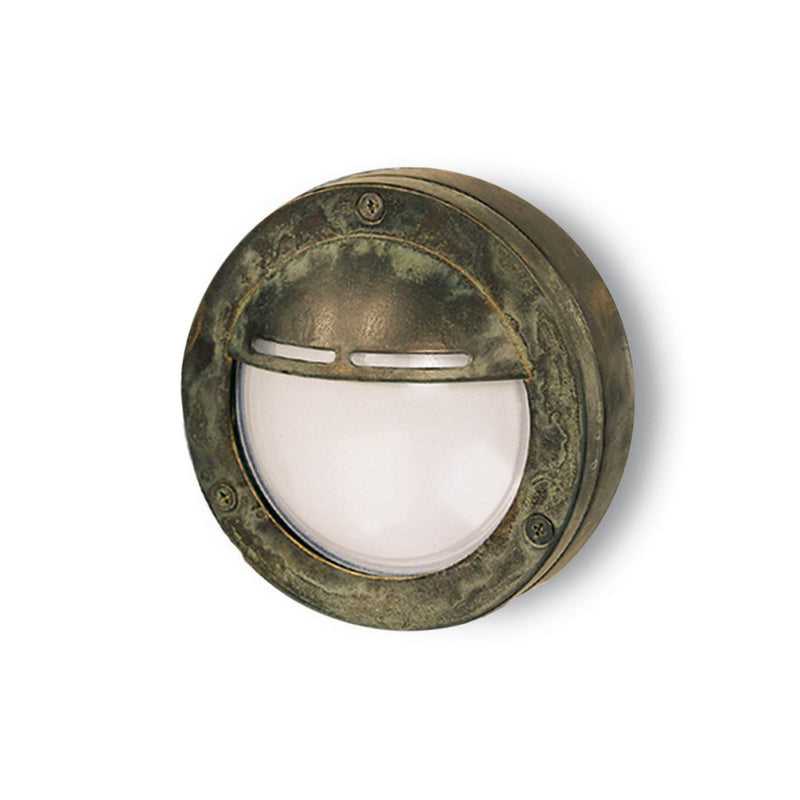 Small Round Brass Garden Wall Sconce IP44 | Moretti Luce Cocci 186