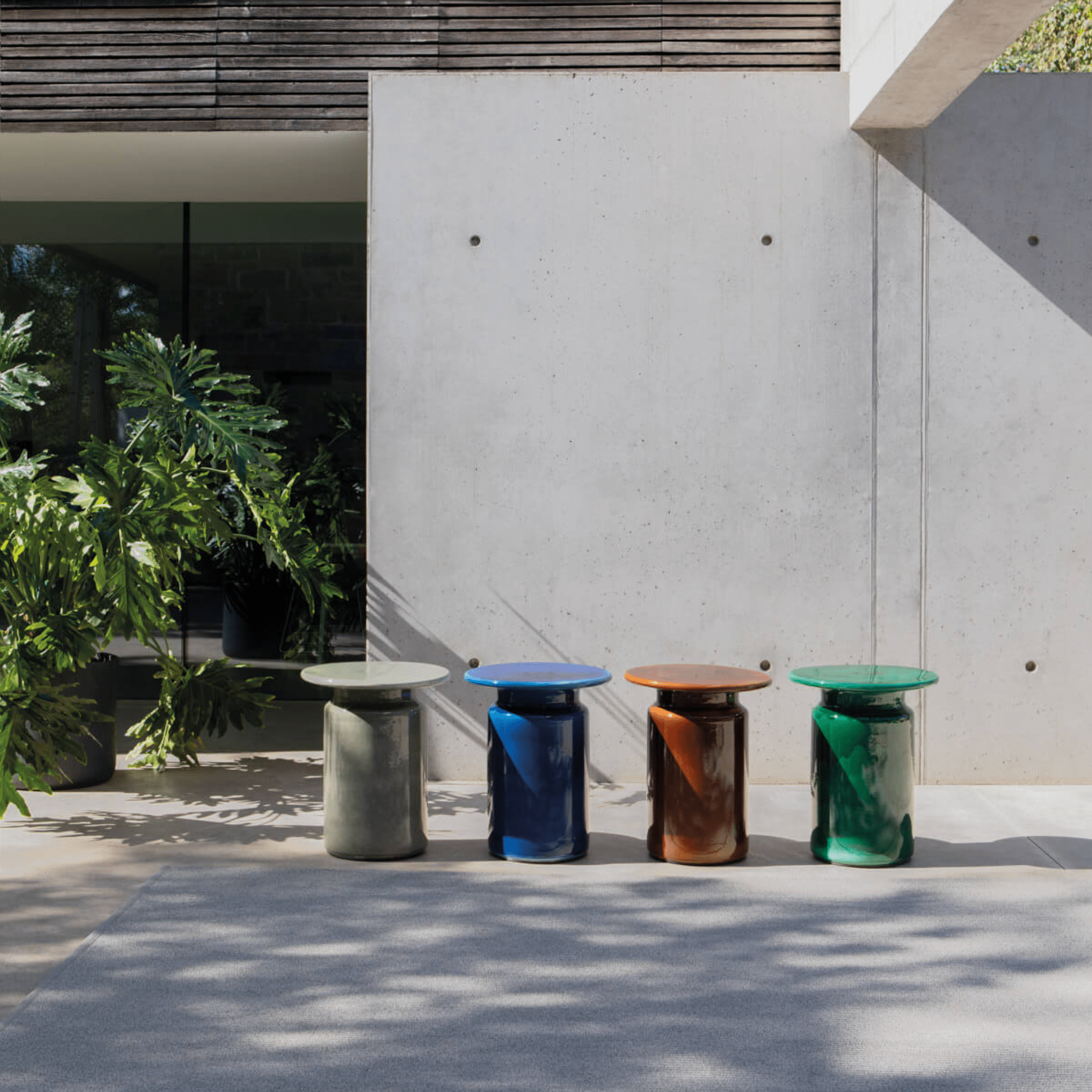 Sustainable Glazed Ceramic Garden Side Table | Panarea Atmosphera