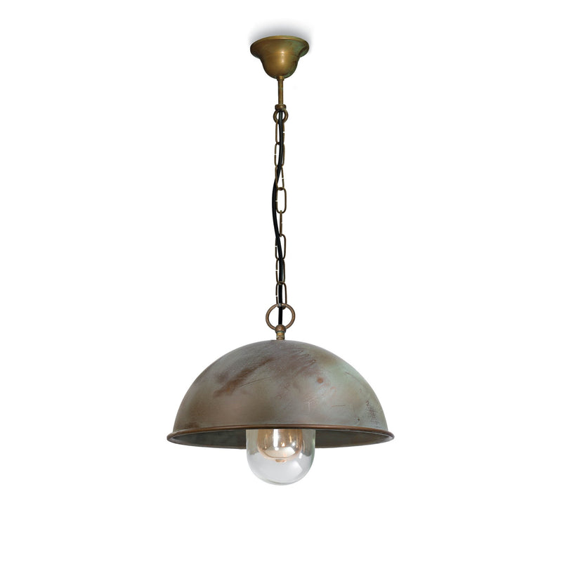 Vintage Outdoor Hemi-Sphere Brass Pendant IP44 | Moretti Luce Circle 3236 Pendant Lamp