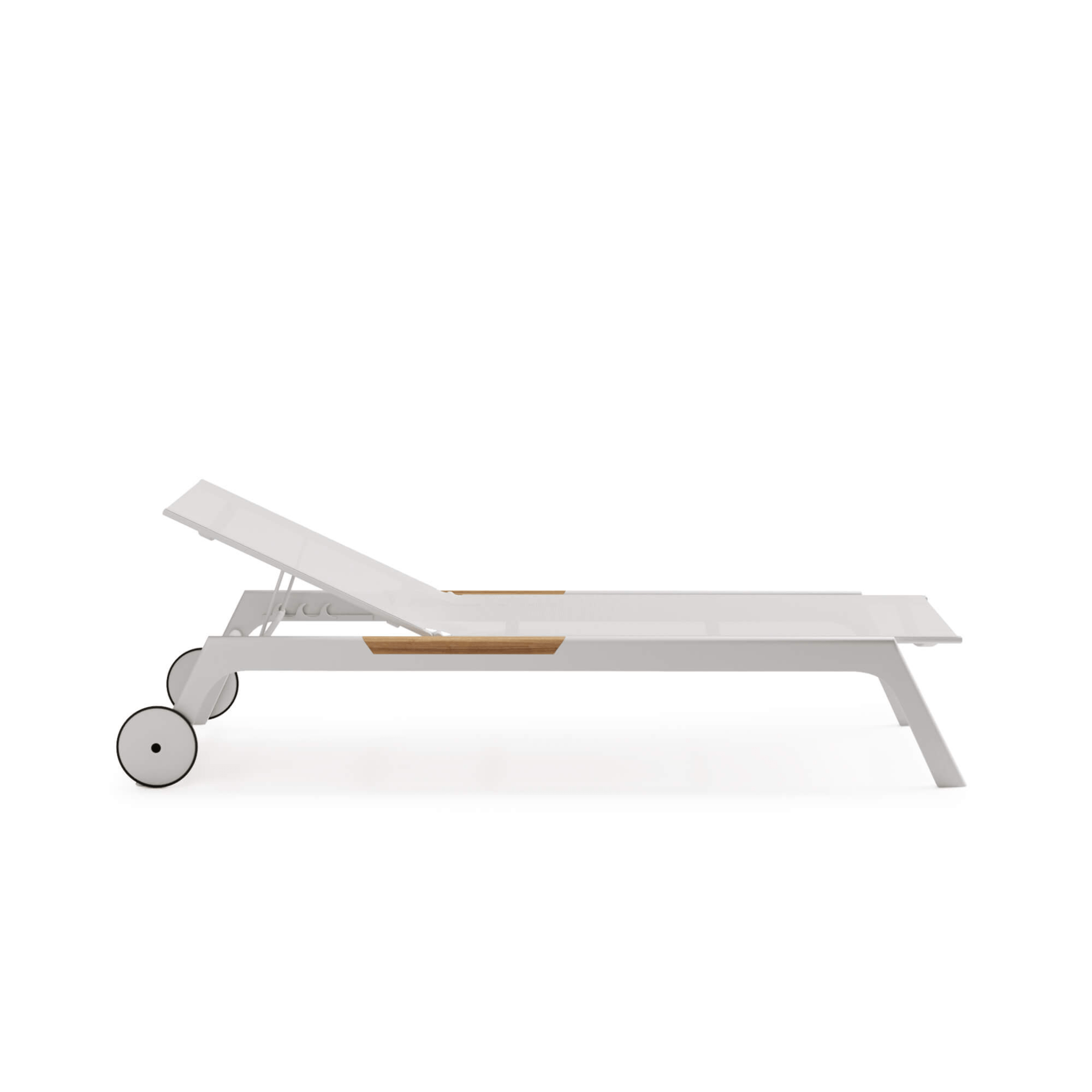 Weatherproof Aluminium Sun Lounger With Teak Details | Nevada Atmosphera Chaise Lounge PF.OUT.NV.LT
