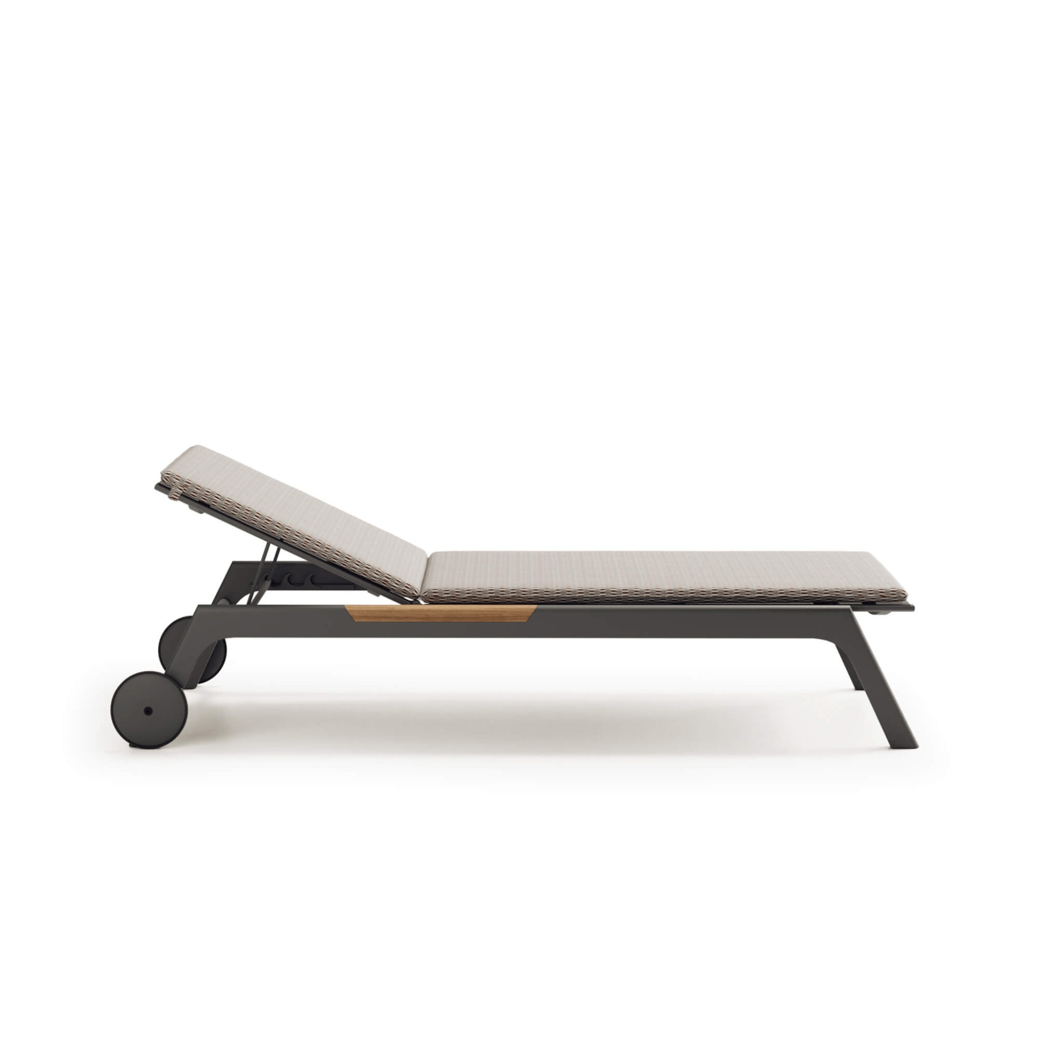 Weatherproof Aluminium Sun Lounger With Teak Details | Nevada Atmosphera Chaise Lounge PF.OUT.NV.LT