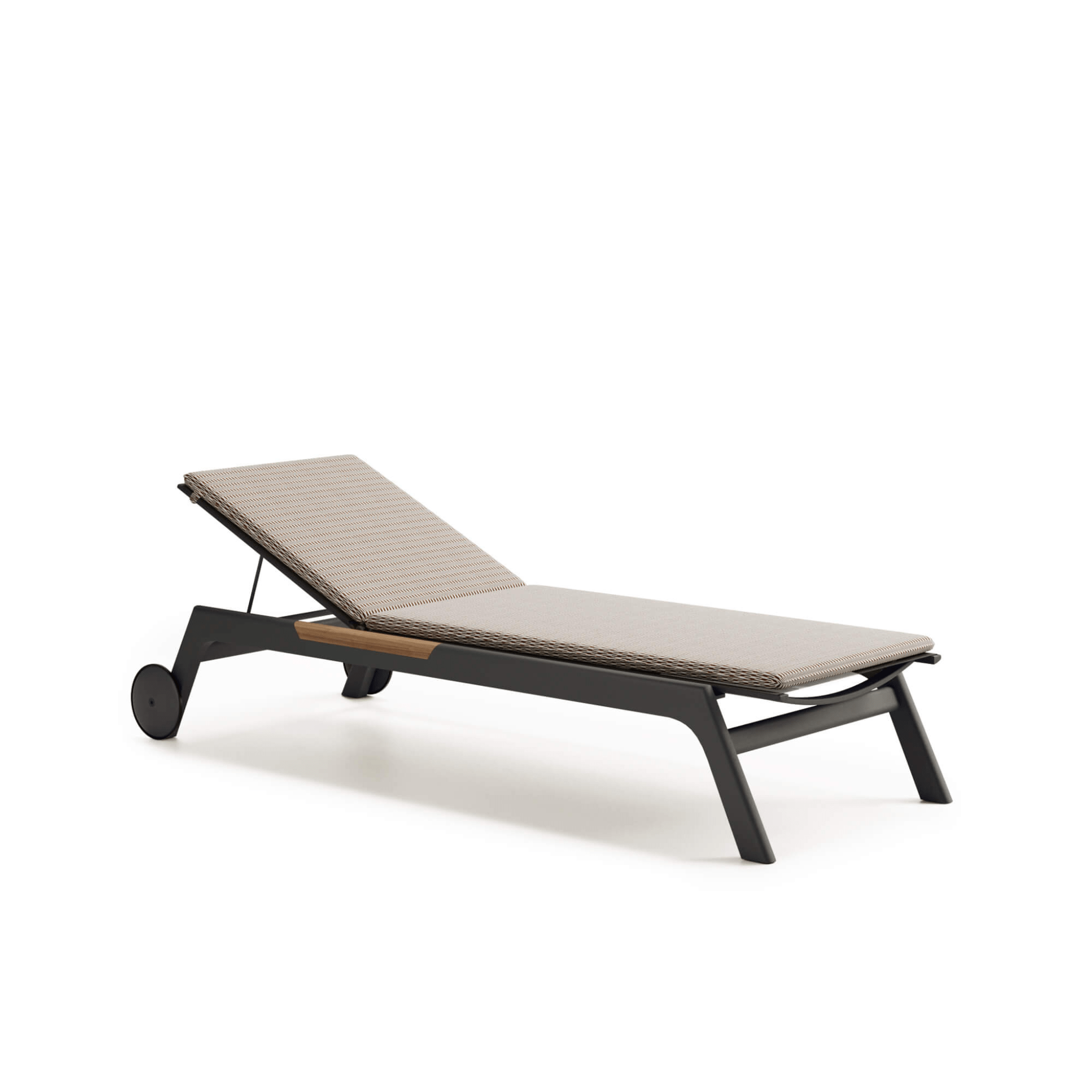 Weatherproof Aluminium Sun Lounger With Teak Details | Nevada Atmosphera Chaise Lounge PF.OUT.NV.LT