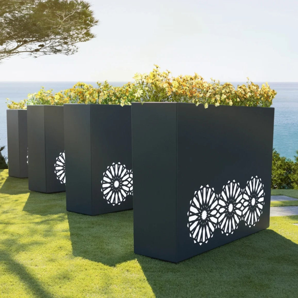 luxury plant pot Luxury LED Garden Planter with Floral Design IP67 | Fesfoc Arabia | Illuminated Outdoor Planters