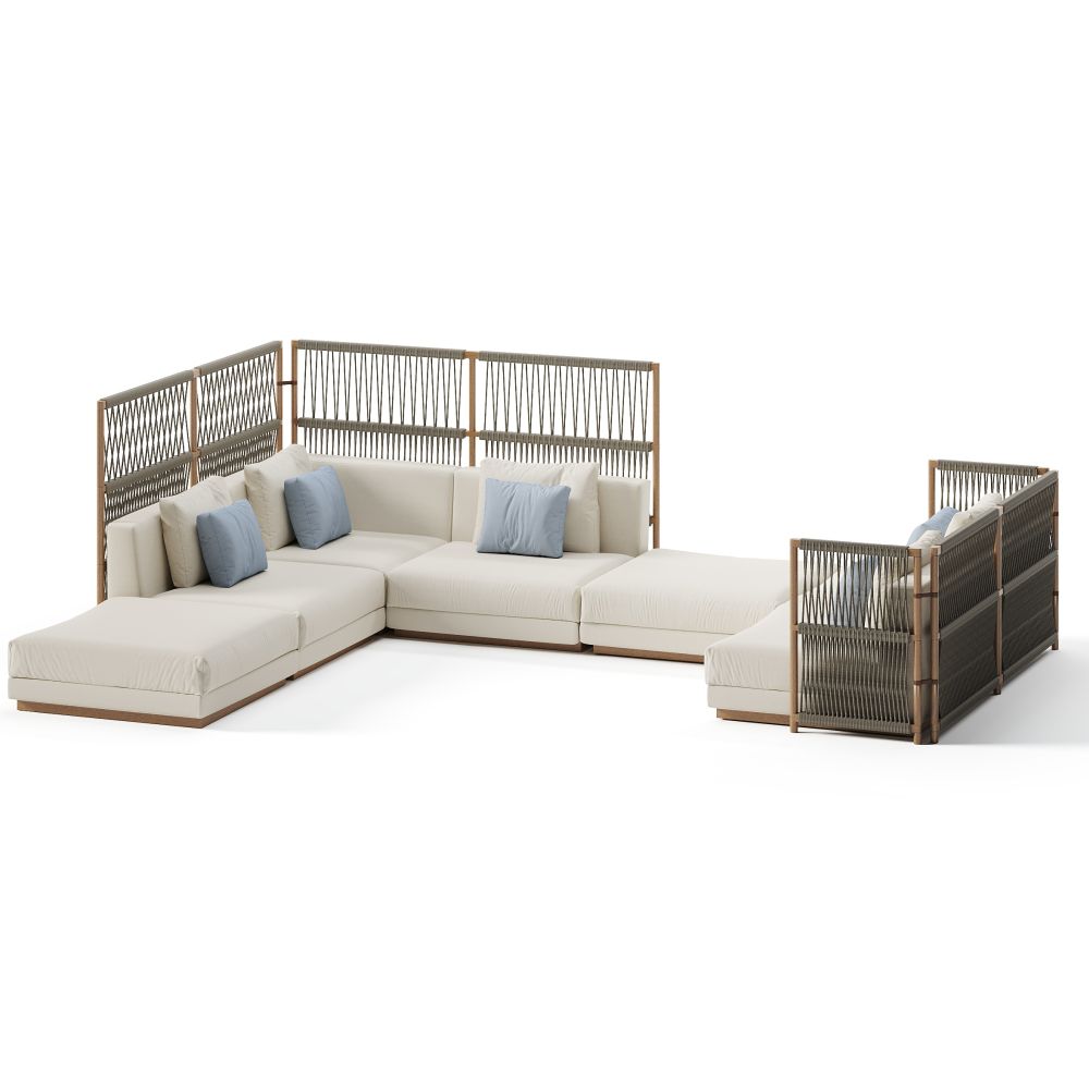 Bespoke Modular Outdoor Lounging Set | Luxury Outdoor Furniture | High-End Wooden Garden Furniture | Designed and Made in Italy by Braid.