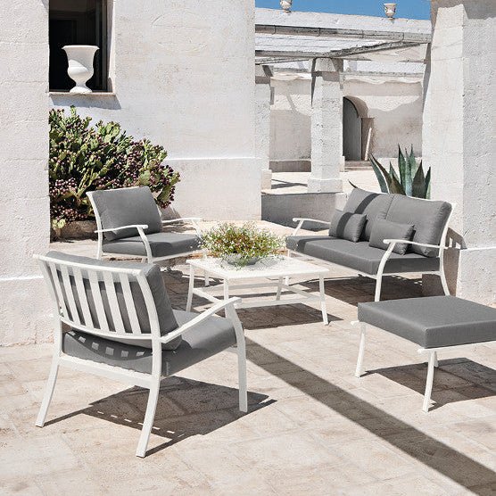 Classic Metal Outdoor Lounge Set in White | Luxury Outdoor Seating | High End Patio Furniture | Designed and Made in Italy Ethimo Elisir