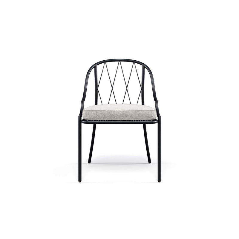  Classic Outdoor Armchair with Diamond Backrest | Luxury steel garden furniture | Black | Steel | Cushioned seating | EMU Como