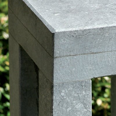 Close-Up of Blue Stone Bollard | Premium Outdoor Pathway Light | Weather-Resistant Stone Bollard | Authentage