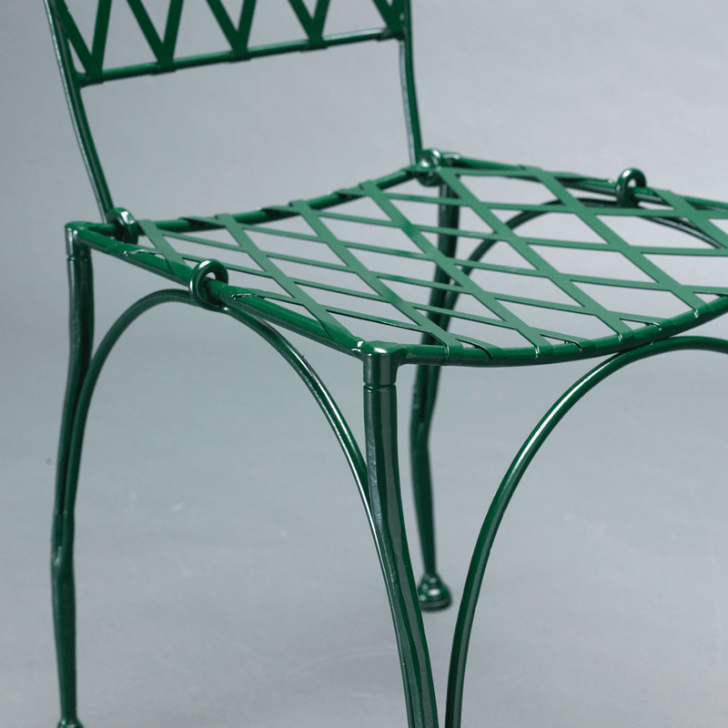  Close-Up of Seat Design – Officina Ciani FLORIO | Luxury Metal Lattice Dining Chair | Outdoor Dining Furniture | Italian Craftsmanship