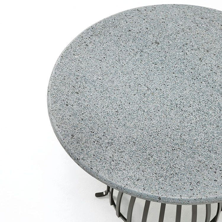 Close-Up of Stone Top Coffee Table | Premium Outdoor Furniture | Durable Round Coffee Table | Designed and Made in Italy | Ethimo Venexia