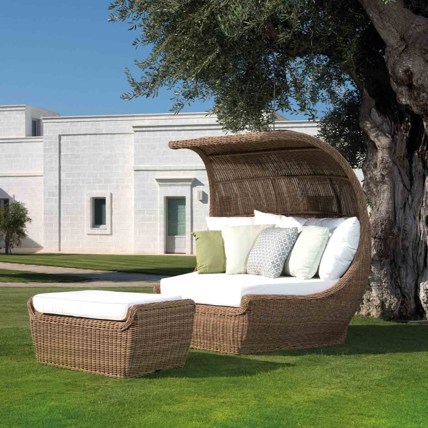 Cocoon Outdoor Rattan Loveseat | Cozy Rattan Patio Seating | Luxury Outdoor Furniture | Braid Cloe