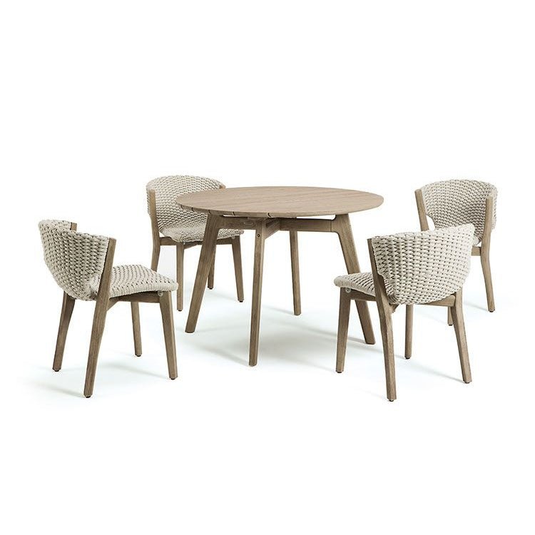 Elegant Round Teak Dining Table for Outdoor Spaces | High-End Alfresco Dining | Ethimo Knit