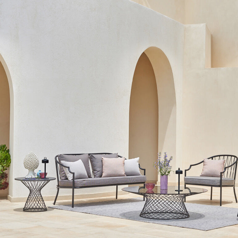 Elegant steel outdoor sofa with plush cushions, perfect for a luxury patio setting | EMU Como