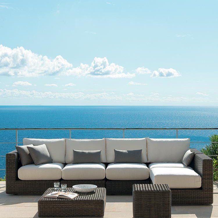 Modern Woven Modular Sofa Set | Ethimo Cube | Luxury Outdoor Lounge Sofa | High-End Garden Seating | Designed and Made in Italy