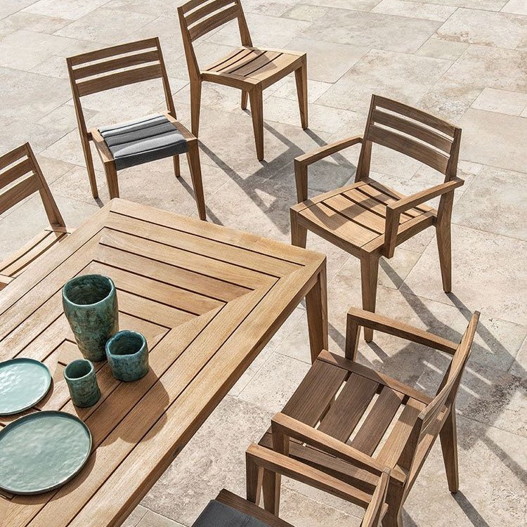 Rectangular Teak Garden Table with Chairs | High End Outdoor Dining Set | Luxury Teak Furniture | Designed and Made in Italy | Ethimo Friends