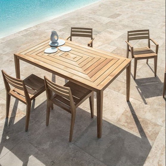 Rectangular Teak Outdoor Dining Table with Chairs | Luxury Outdoor Dining Set | High Quality Teak Furniture | Designed and Made in Italy | Ethimo Friends