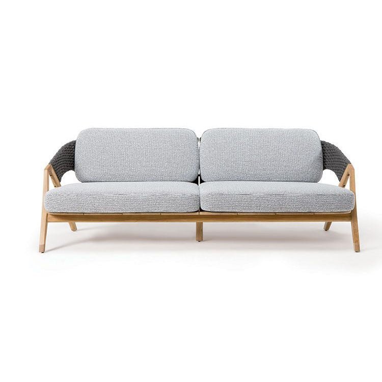 High-End 3 Seater Sofa | Luxury Outdoor Teak Sofa with Woven Backrest | Premium Weather-Resistant Outdoor Seating | Designed in Italy | Ethimo Knit