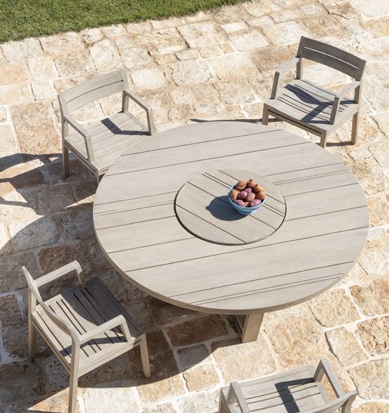 High-End Outdoor Round Dining Table | Natural Teak Finish | Spacious Seating for 10 | Ethimo Costes